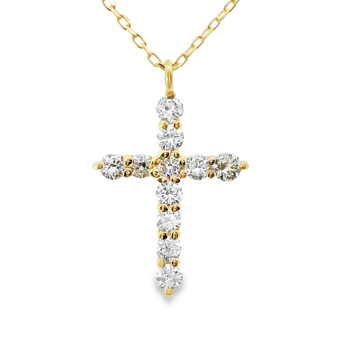 18kt Yellow Gold Natural Diamond Cross Pendant (0.23ct)