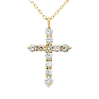 18kt Yellow Gold Natural Diamond Cross Pendant (0.23ct)