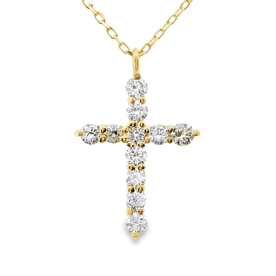 18kt Yellow Gold Natural Diamond Cross Pendant (0.23ct)