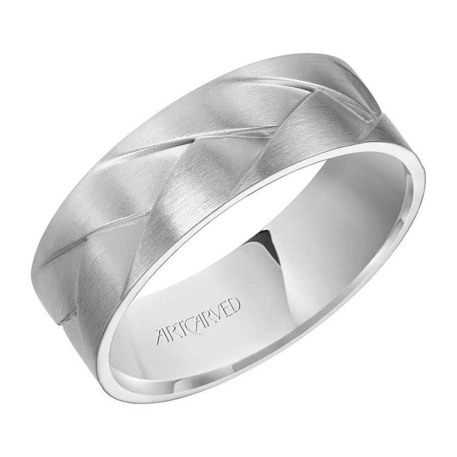 Artcarved 14kt White Gold 7mm Interwoven Design Satin Finish Wedding Band