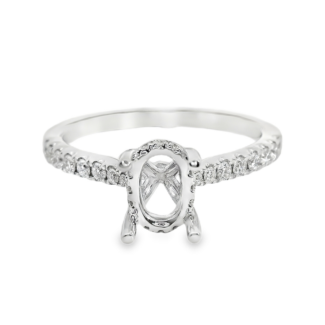 18kt White Gold Hidden Halo Natural Diamonds Semi-Mount Ring (0.26ct)