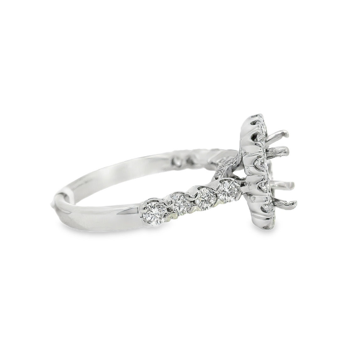 18kt White Gold Halo Natural Diamonds Semi-Mount Ring (0.95ct)