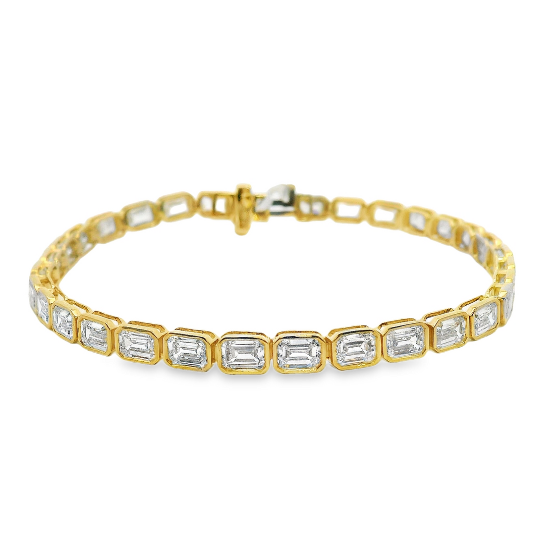 14kt Yellow Gold Lab-Grown Emerald Diamond 7" Tennis Bracelet (10.00ct)