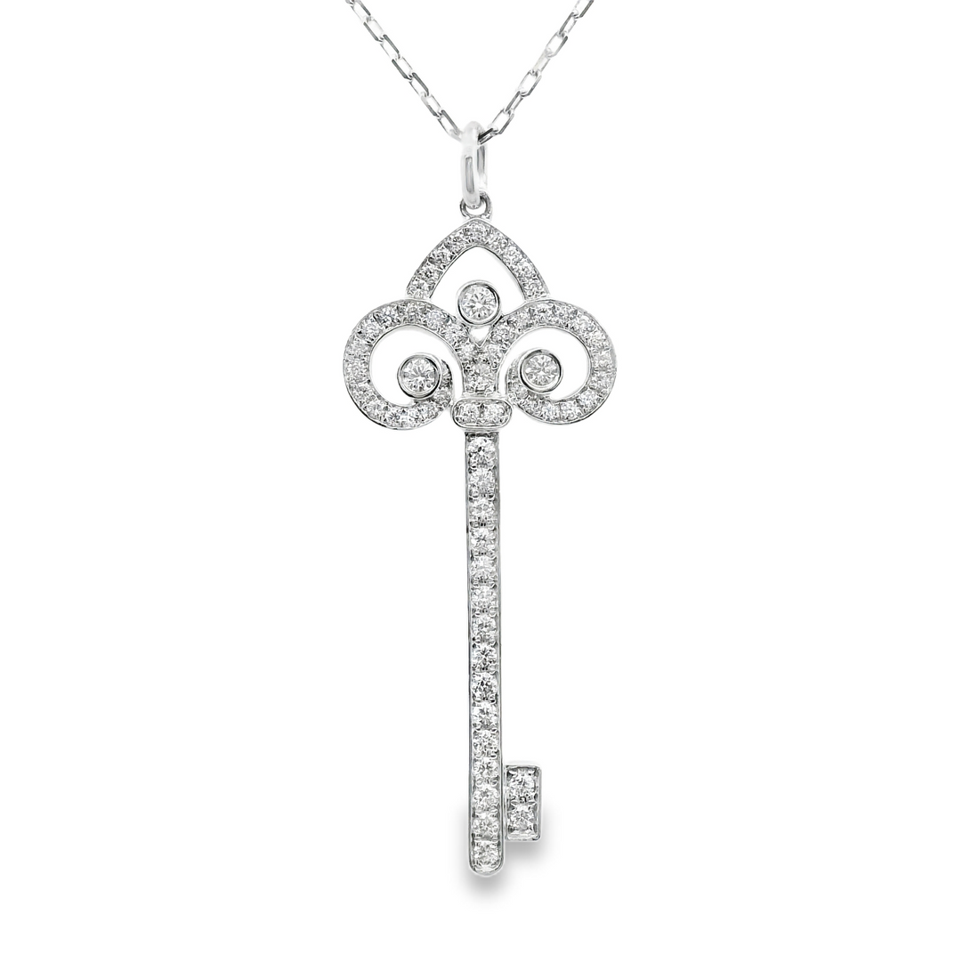 18kt White Gold Natural Diamond Key Pendant (0.6ct)