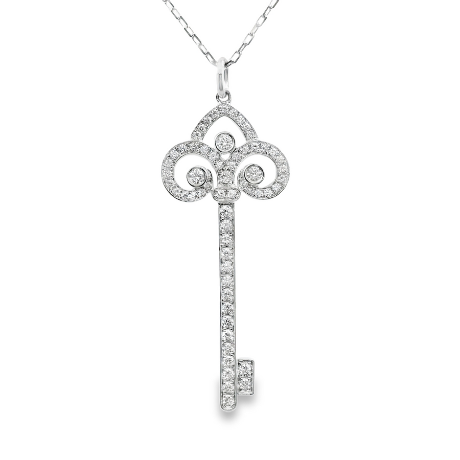 18kt White Gold Natural Diamond Key Pendant (0.6ct)