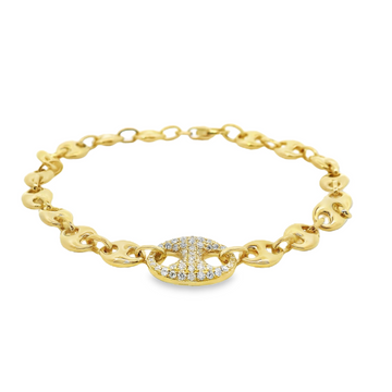 18kt Yellow Gold Natural Diamond Gucci Bracelet (0.4ct)