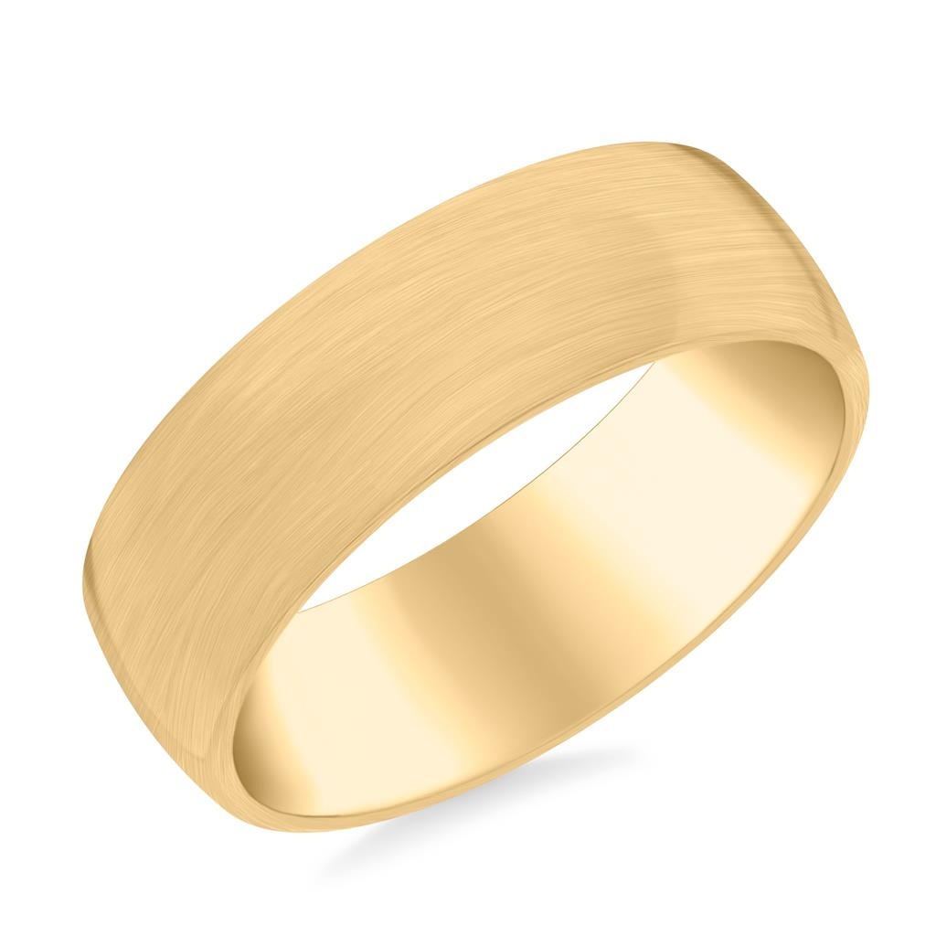 Goldman 14kt Yellow Gold 7mm Matte Finish Euro Low Dome Wedding Band