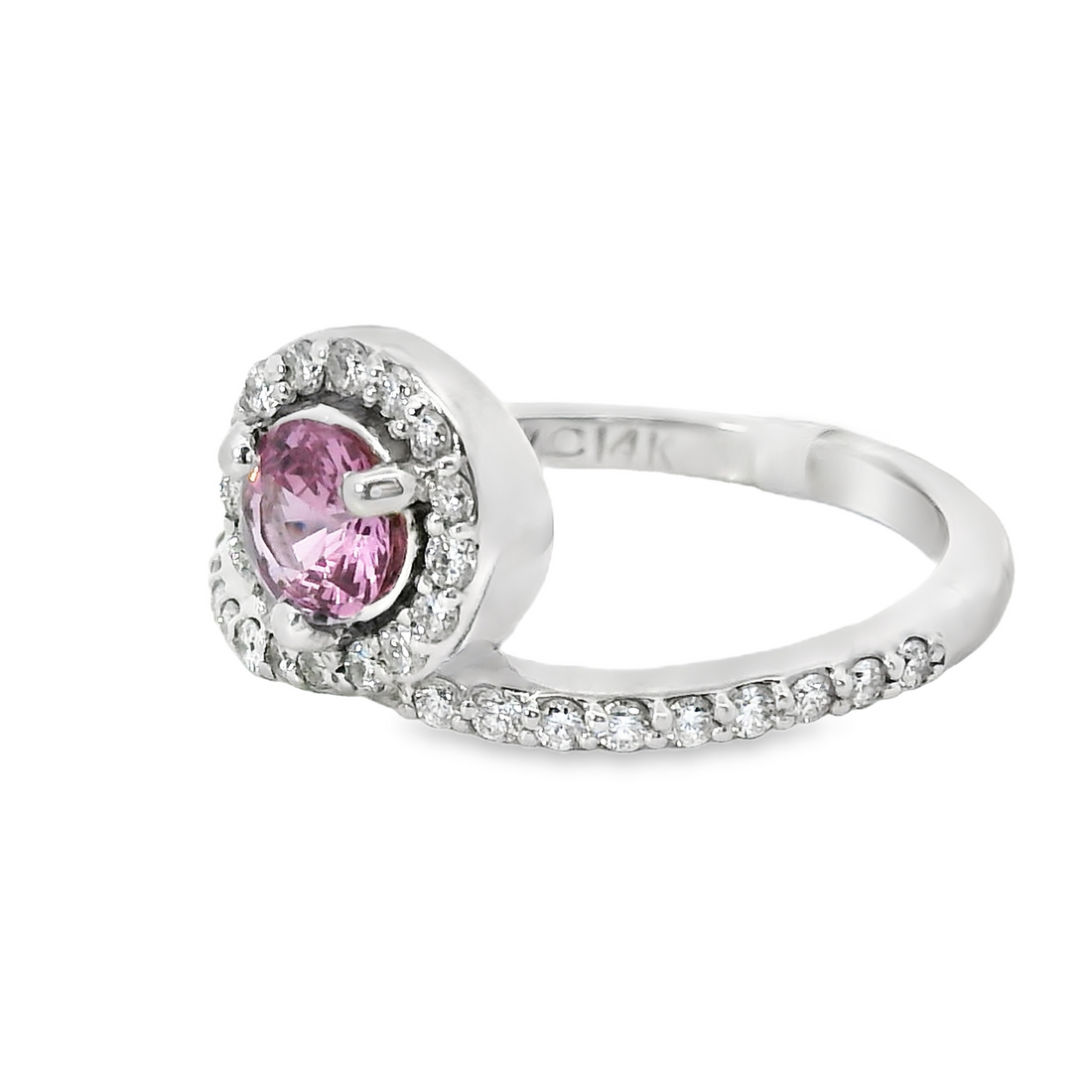 14kt White Gold Round Natural Diamonds and Round Natural Sapphire Ring (0.84ct)