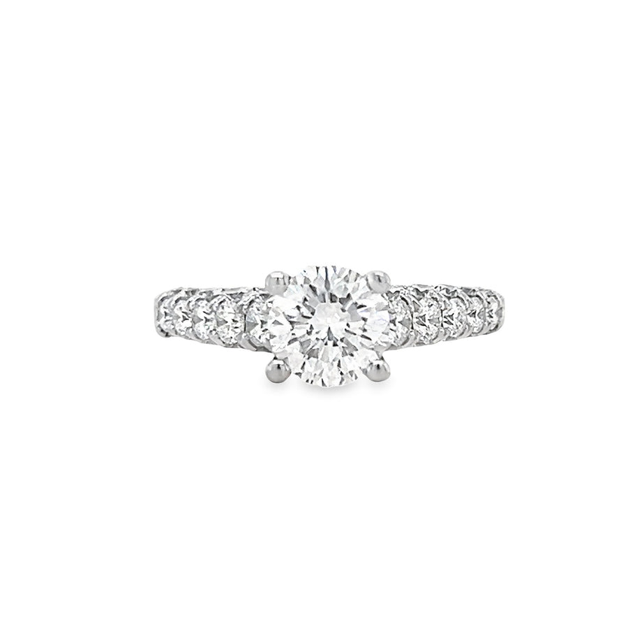 18K White Gold Natural Round Brilliant Diamond Engagement Ring (1.01ct)