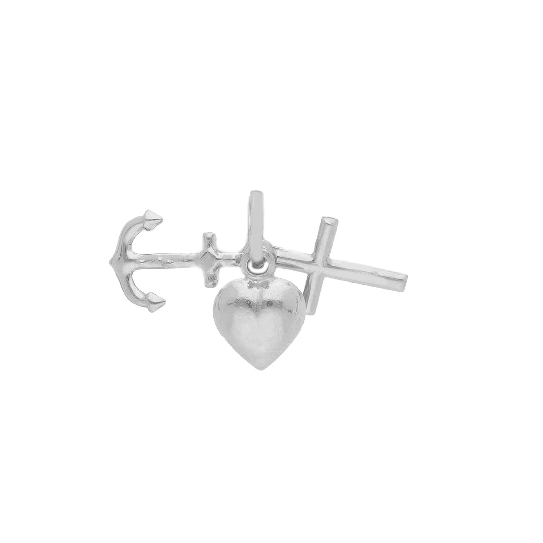 18K White Gold Faith, Hope, and Charity Pendant