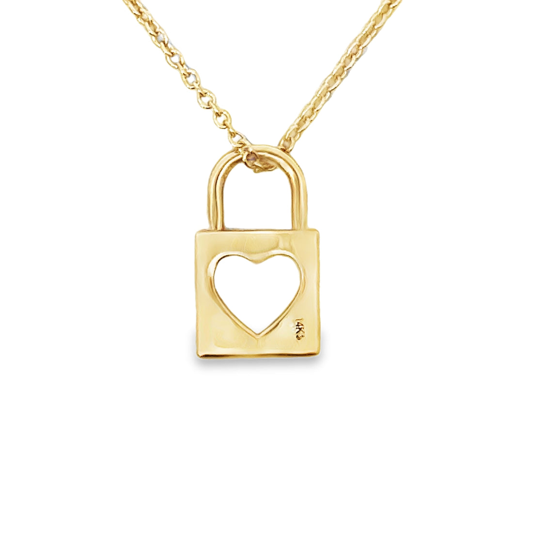 14kt Yellow Gold 16-18" Adjustable Lock Heart Pendant (2.51g)