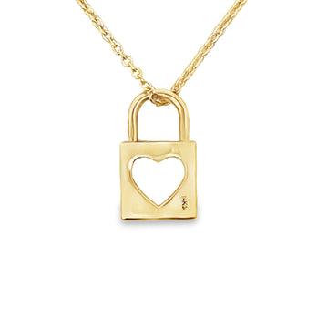 14kt Yellow Gold 16-18" Adjustable Lock Heart Pendant (2.51g)