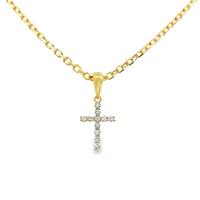 18kt Yellow Gold Natural Round Diamond Cross Pendant (0.07ct)