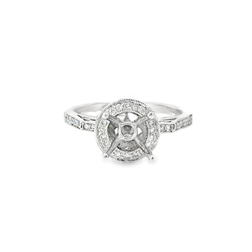 18kt White Gold Halo Natural Diamonds Semi-Mount Ring (0.45ct)