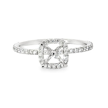 18kt White Gold Halo Natural Diamonds Semi-Mount Ring (0.35ct)