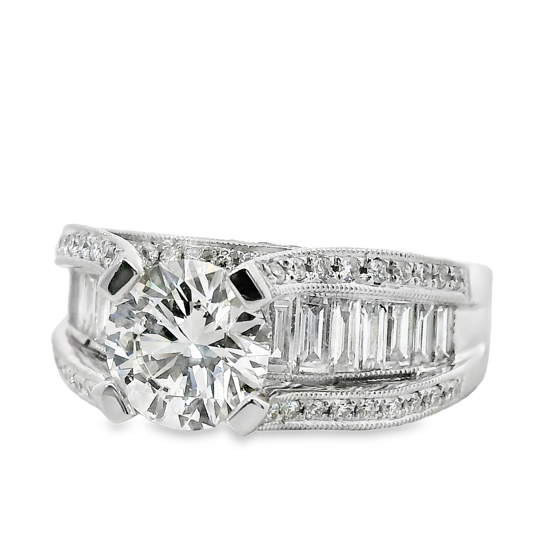 18kt White Gold Lab-Grown Round Diamond Engagement Ring (2.68ct)