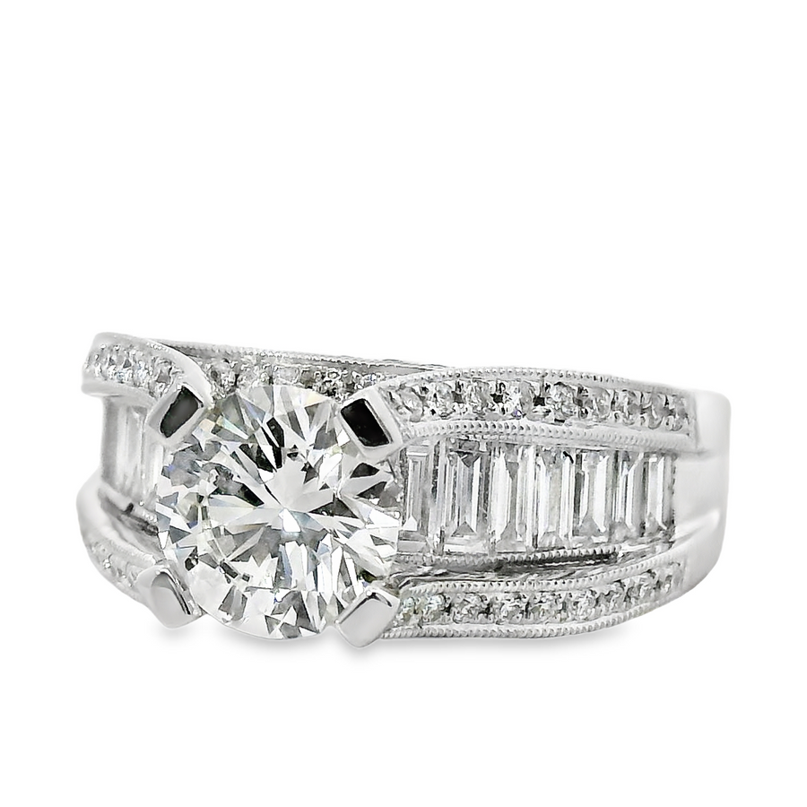 18kt White Gold Lab-Grown Round Diamond Engagement Ring (2.68ct)