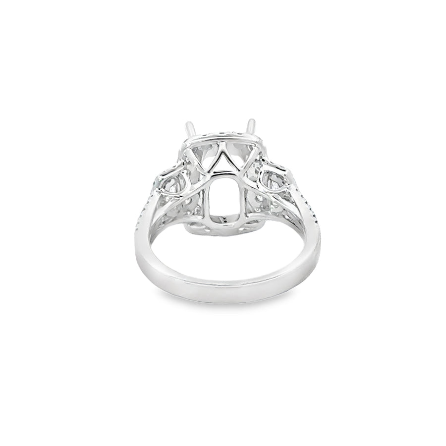 18kt White Gold 3 Stone Natural Diamonds Semi-Mount Ring (1.01ct)