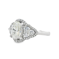 18kt White Gold Natural Oval Brilliant Diamond Halo Engagement Ring (1.78ct)