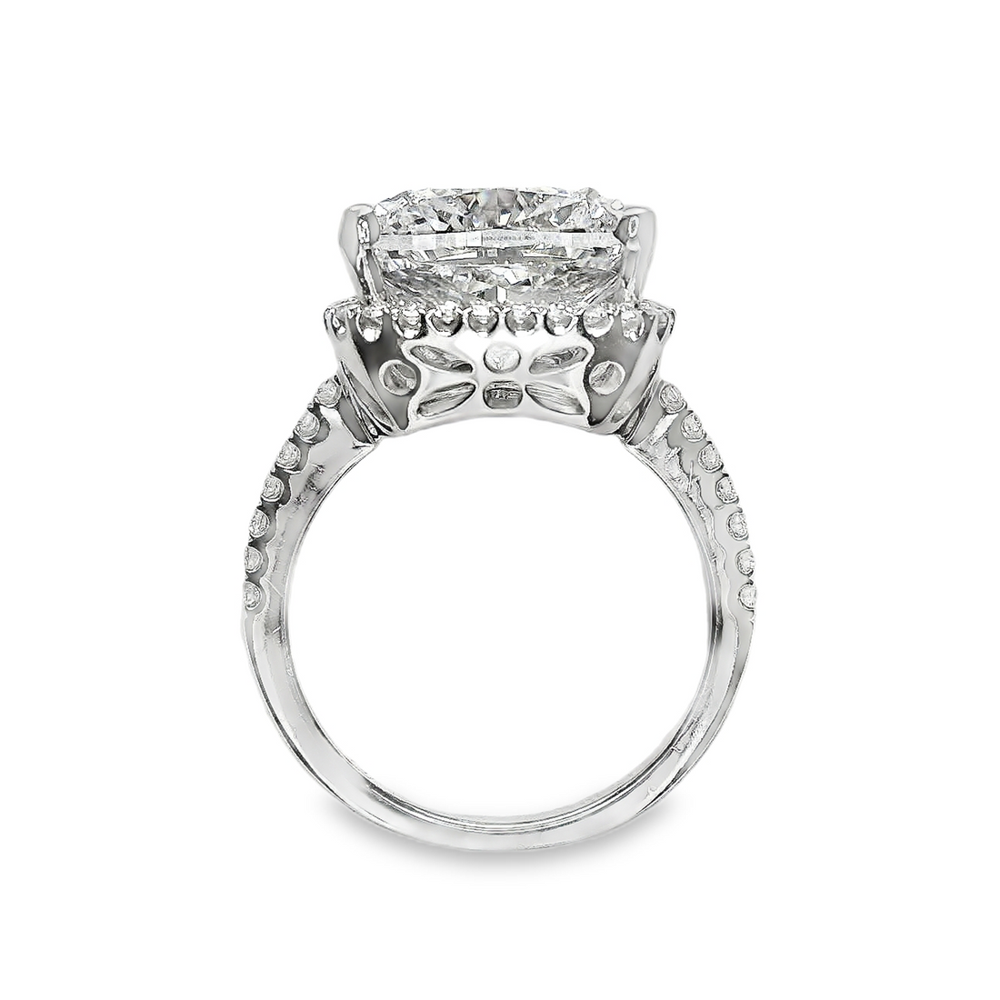 18kt White Gold Lab-Grown Cushion and Natural Diamonds Halo Engagement Ring (9.41ct)
