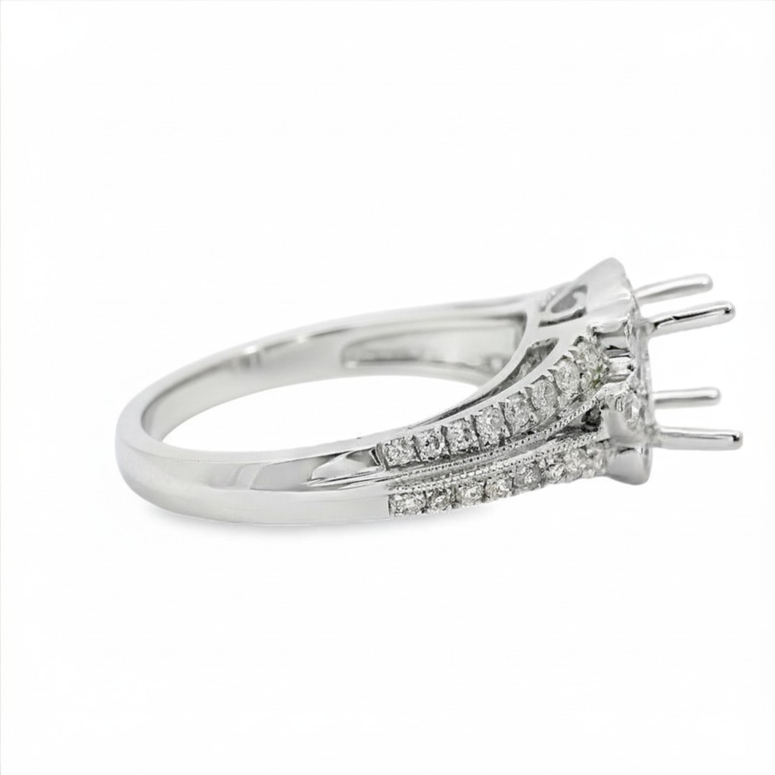 18kt White Gold Natural Full-Cut Diamond Semi-Mount Ring (.63ct)
