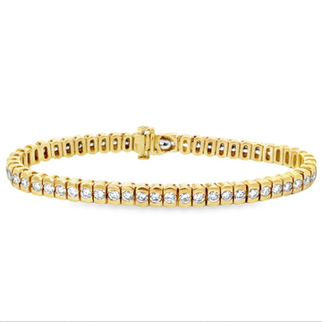 18kt Yellow Gold Full Cut Round Diamond Tennis Bracelet (4.56ct