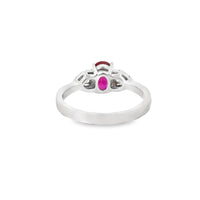 18kt White Gold Oval Natural Ruby and Round Natural Diamonds Ring (1.2ct)