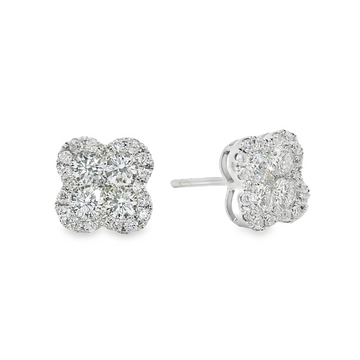 18kt White Gold Natural Diamonds Button Earrings (.83ct)