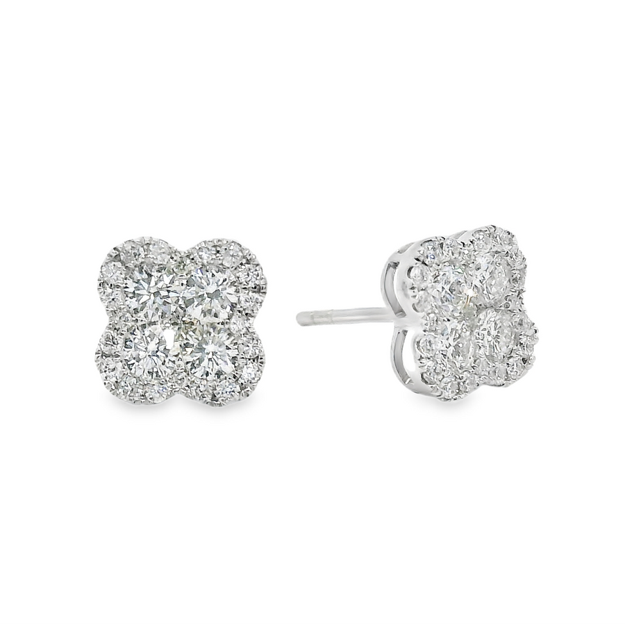18kt White Gold Natural Diamonds Button Earrings (.83ct)