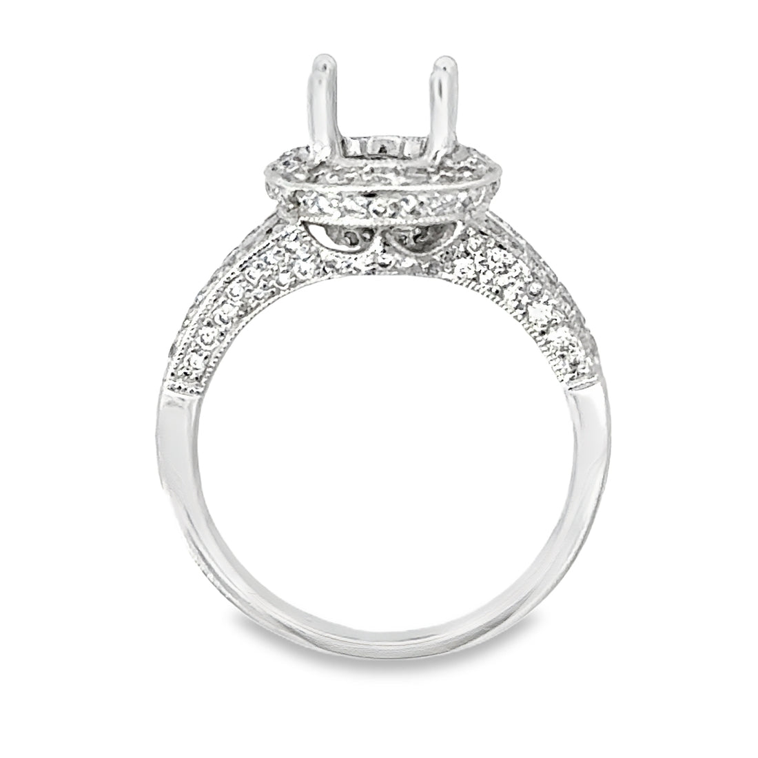 18kt White Gold Halo Natural Diamonds Semi-Mount Ring (0.65ct)