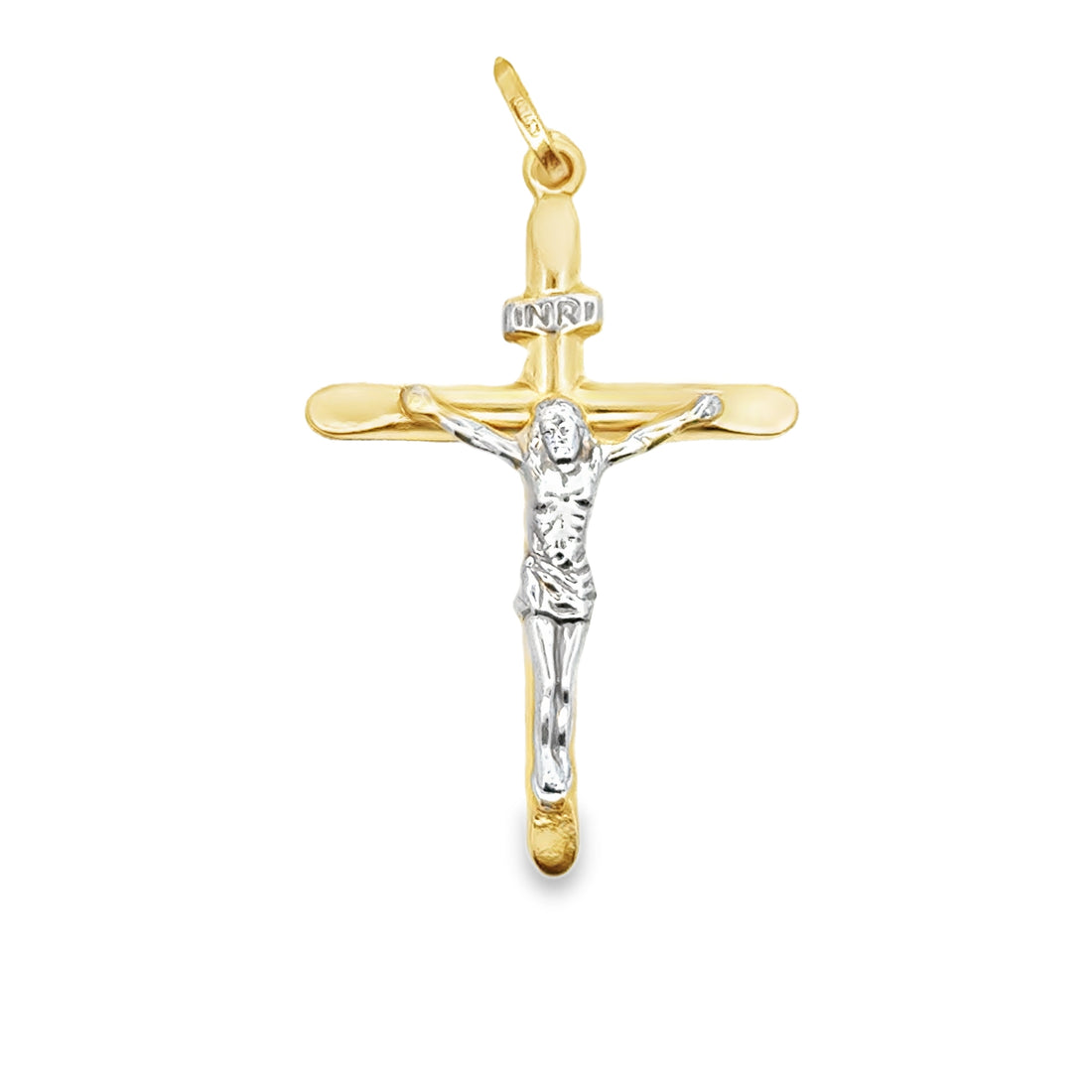 14kt Two-Tone Gold Italian Made Crucifix Pendant (2.18g)