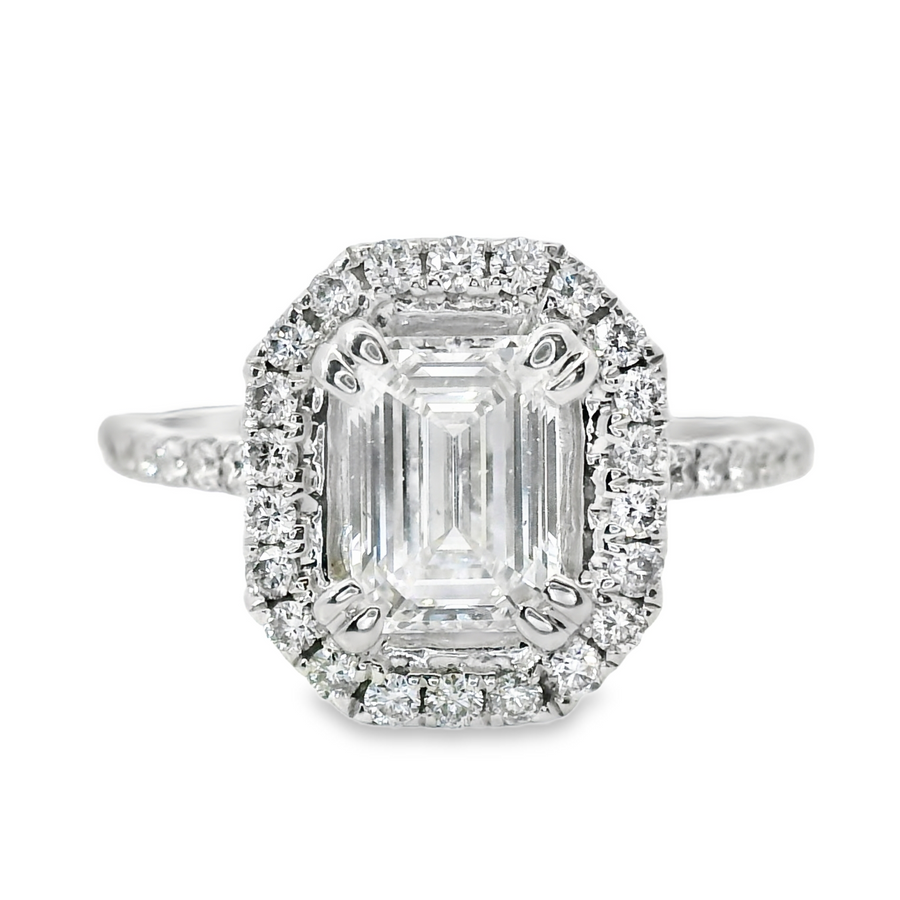 14kt White Gold Natural Emerald Cut Diamond Engagement Ring (1.72ct)