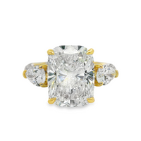 14kt Yellow Gold Lab-Grown Cushion and Pear Diamond Engagement Ring (6.64ct)