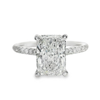 18kt White Lab-Grown Radiant and Natural Round Diamonds Hidden Halo Engagement Ring (2.34ct)
