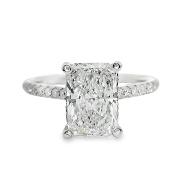 18kt White Lab-Grown Radiant and Natural Round Diamonds Hidden Halo Engagement Ring (2.34ct)