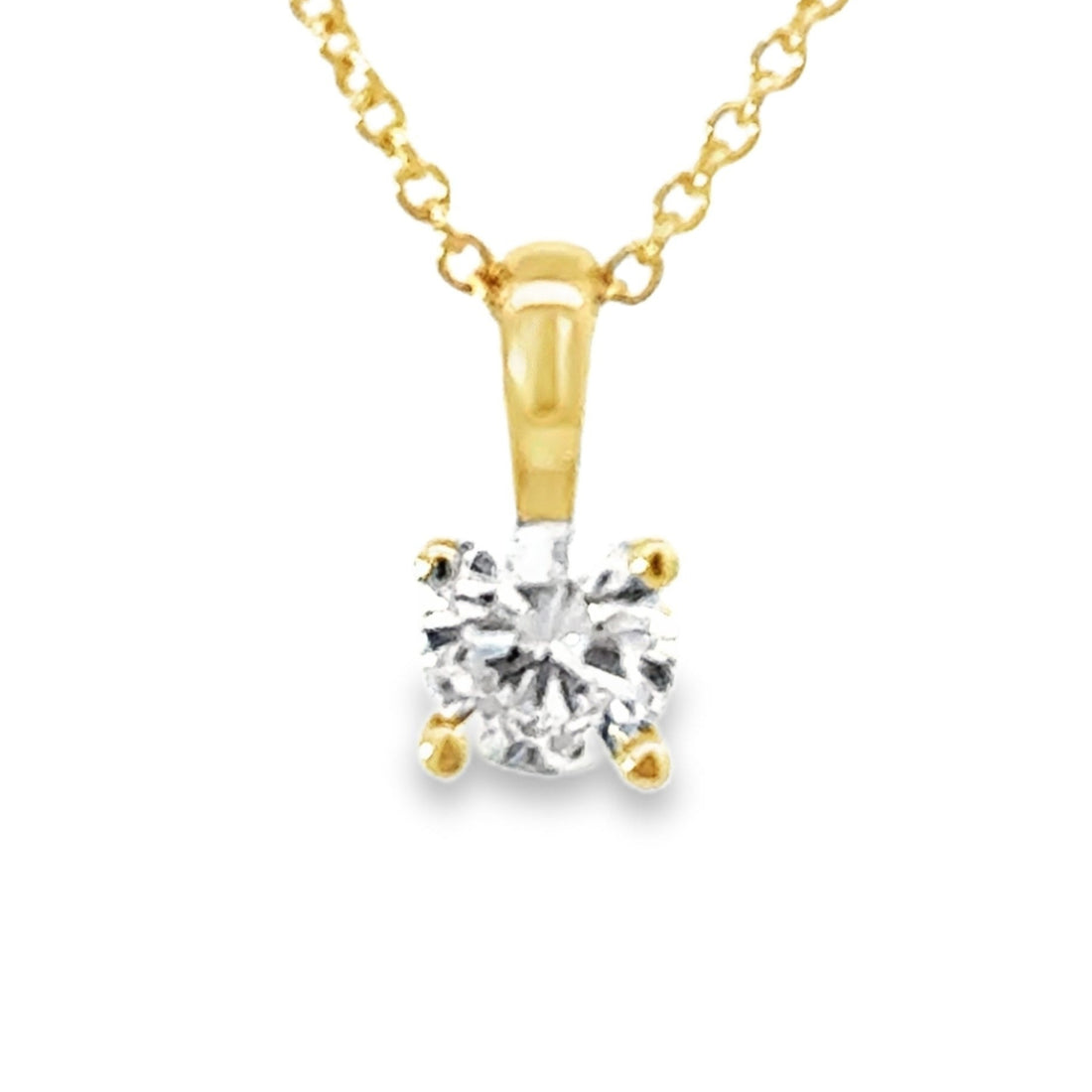 14kt Yellow Gold Lab-Grown Round Solitaire Diamond Pendant (.44ct)