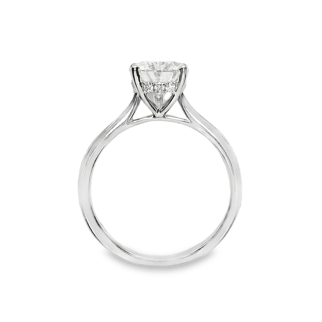 18kt White Gold Lab-Grown Pear and Natural Round Diamond Hidden Halo Engagement Ring (2.11ct)
