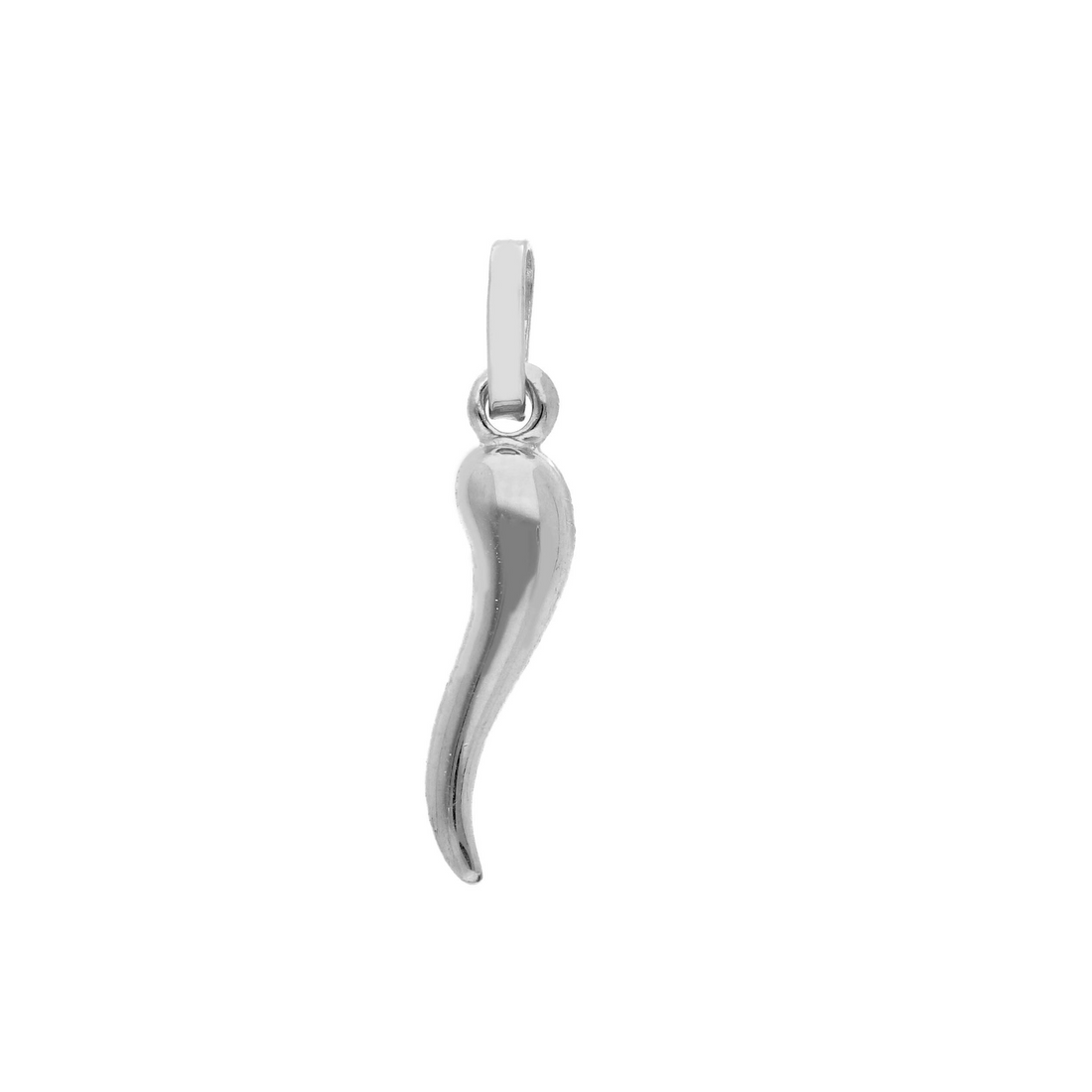 18K White Gold Italian Horn Pendant