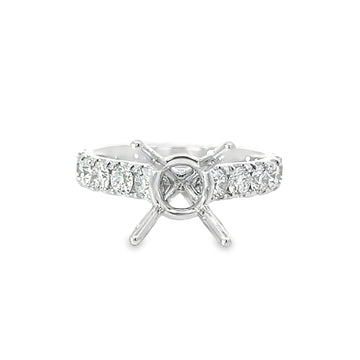 18K White Gold Natural Round Diamond Semi-Mount Ring (1.30ct)