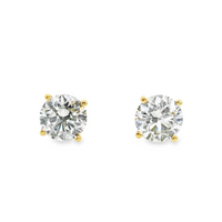 14kt Yellow Gold Lab-Grown Round Diamond Four-Prong Martini Stud Earrings (3.01ct)