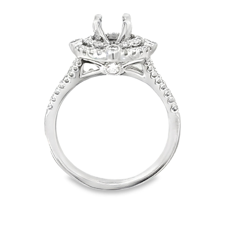 18kt White Gold Halo Natural Diamonds Semi-Mount Ring (0.44ct)