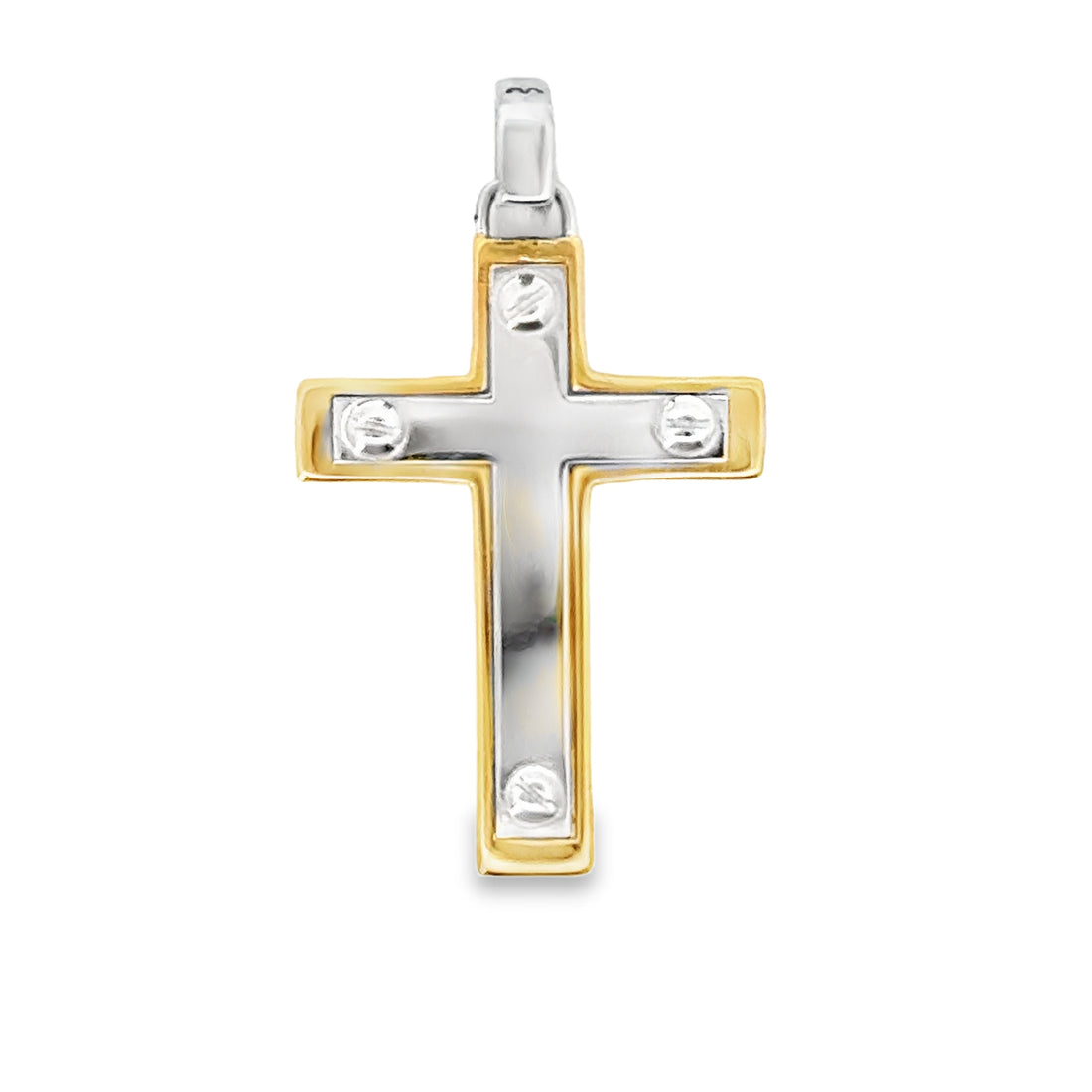 18kt Two-Tone Gold Italian Made Cross Pendant (2.6g)