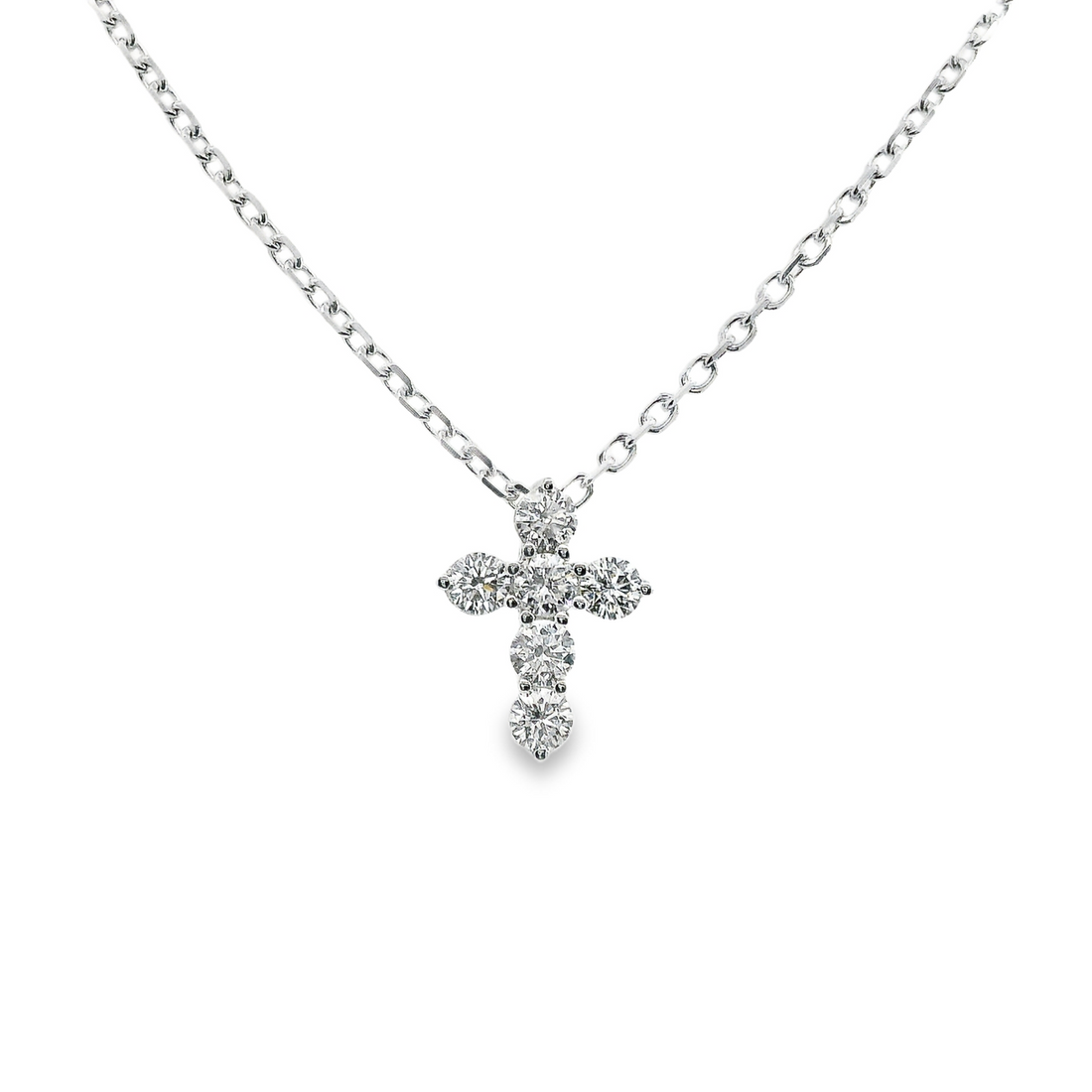18kt White Gold Round Brilliant Diamond Cross Pendant (.45ct)