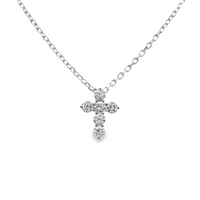 18kt White Gold Round Brilliant Diamond Cross Pendant (.45ct)