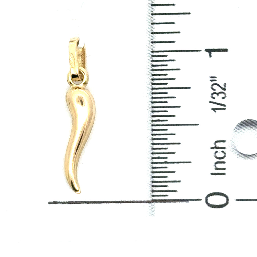 18kt Yellow Gold 27mm Italian Made Horn Pendant (.96g)