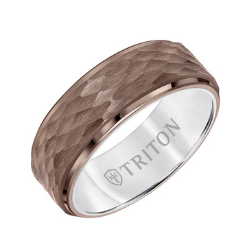 Triton Espresso Tungsten 8mm Hammered Finish Ring