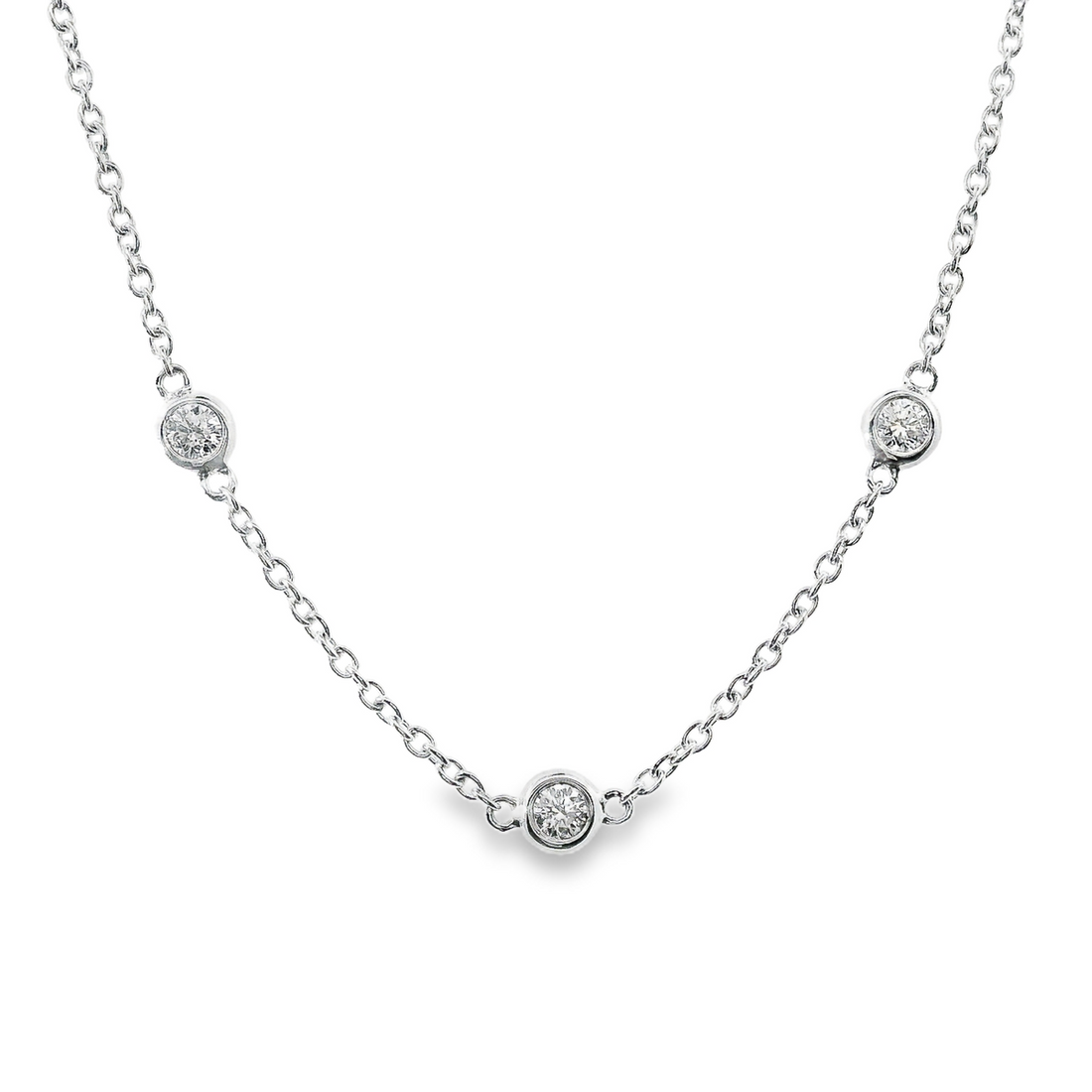 18kt White Gold Natural Round Diamonds By the Yard Pendant (1.28ct)