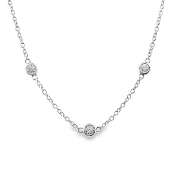 18kt White Gold Natural Round Diamonds By the Yard Necklace (1.28ct)