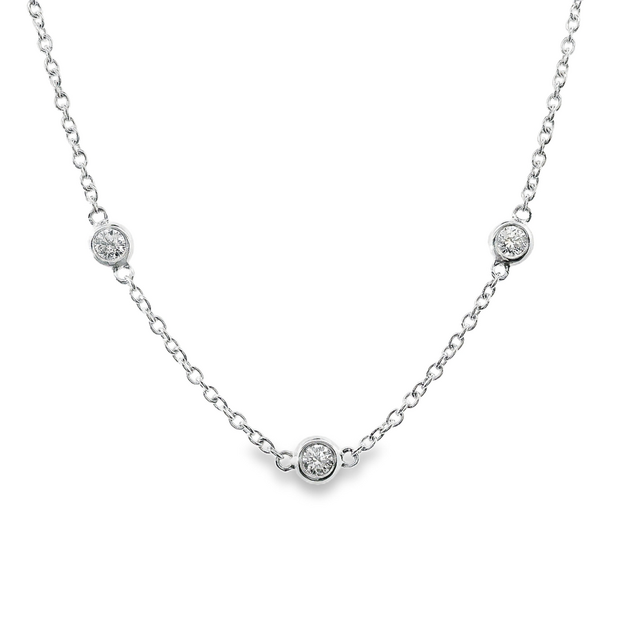 18kt White Gold Natural Round Diamonds By the Yard Pendant (1.28ct)