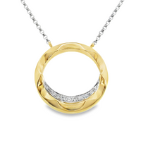 18kt Two-Tone Gold Natural Round Diamond Pendant (.04ct)
